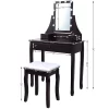 Costway Vanity Table 10 Dimmable Bulbs Makeup Desk WhiteBlackBrown
