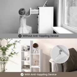 Tangkula Tree Shaped Bookcase With Drawer Free Standing Bookshelf With 7 Open Storage Shelves Tall Display Rack With Bookshelves White -Home Style Deals Store GUEST d883b6c6 d804 4d62 9d22 5e51694a5074