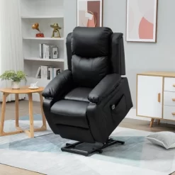 HOMCOM Living Room Power Lift Chair, PU Leather Electric Recliner Sofa Chair For Elderly With Remote Control