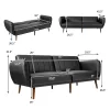 Costway Convertible Futon Sofa Bed PU Adjustable Couch Sleeper W/Wood Legs