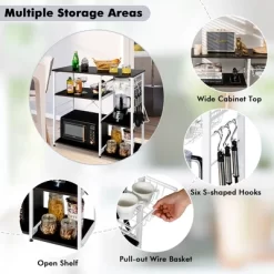 Costway Industrial Kitchen Baker's Rack Microwave Stand Utility Home Shelf W/ 6 Hooks -Home Style Deals Store GUEST dbae41c0 a517 4251 9be5 b186be552559