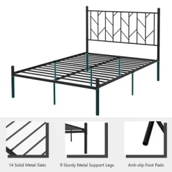 Costway Full/Qween/Twin Size Metal Platform Bed Frame Vintage Headboard Mattress Foundation Black -Home Style Deals Store GUEST dbd175d8 4301 4e36 b6ee 524f5486205b