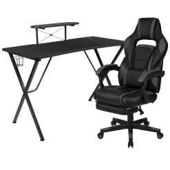 Flash Furniture Gaming Desk With Cup Holder/Headphone Hook/Monitor Stand & Reclining Back/Arms Gaming Chair With Footrest -Home Style Deals Store GUEST dc2103ed 05b8 451b 9c6f 8ce0f059dfdf