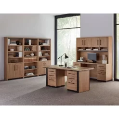 78" Abbott Contemporary Wood Laminate Bookcase With Doors Light Brown - Martin Furniture