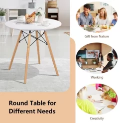 Costway Dining Table Round White Modern Dining Table 31.5'' W/Solid Wooden Leg For Kitchen -Home Style Deals Store GUEST ddb33a24 2f41 4998 9937 af0ff51cb42e