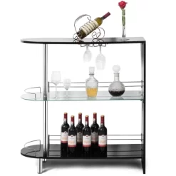 Costway Wine Rack Unit W/Tempered Glass Shelf & Glass Holders Glossy Black -Home Style Deals Store GUEST ddd1f8ce e989 403b a3fb 22bb1a6a93f3