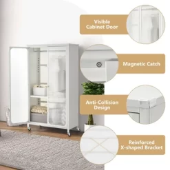 Costway Storage Wardrobe Cabinet Mobile Armoire Closet With Hanging Rod & Adjustable Shelf 17 Costway Storage Wardrobe Cabinet Mobile Armoire Closet With Hanging Rod & Adjustable Shelf -Home Style Deals Store GUEST df08917d c7f1 4577 a495 606962790541
