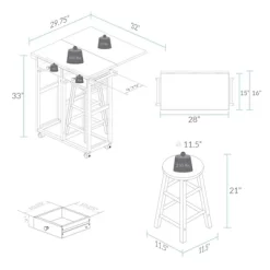 Square Hardwood Drop Leaf Table Top Breakfast Cart Natural/White - Flora Home -Home Style Deals Store GUEST df36a36a 13f4 4c21 b4aa a85ae77842f6