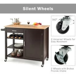 Costway 4-Tier Wood Kitchen Island Trolley Cart Storage Cabinet Brown -Home Style Deals Store GUEST df567f6d 8c0d 42dd 83fe 3e5836c55cae