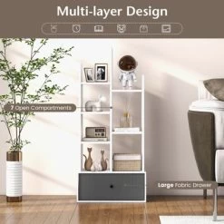 Tangkula Tree Shaped Bookcase With Drawer Free Standing Bookshelf With 7 Open Storage Shelves Tall Display Rack With Bookshelves White -Home Style Deals Store GUEST dfd20de0 e7c7 4fce 82ce 383a9ca0df94