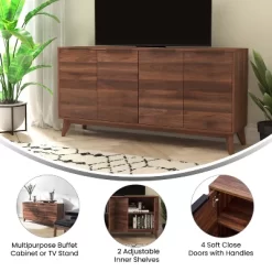 Flash Furniture 60" Buffet Cabinet With 4 Soft Close Doors And Adjustable Shelves - Dark Walnut 14 Flash Furniture 60" Buffet Cabinet With 4 Soft Close Doors And Adjustable Shelves - Dark Walnut -Home Style Deals Store GUEST e026e3c5 f32b 421d 9791 fe5c0fbf8c00