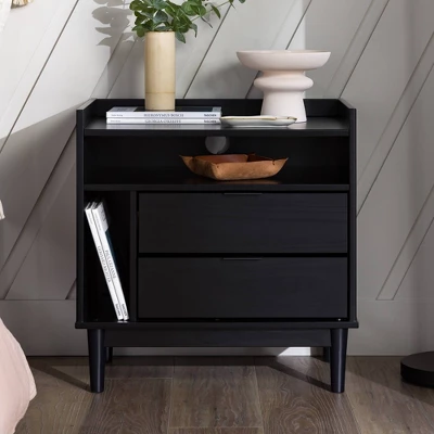 Mid-Century Modern Solid Wood 2 Drawer Nightstand - Saracina Home 1 Mid-Century Modern Solid Wood 2 Drawer Nightstand - Saracina Home