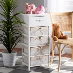 Madelia Wood 1 Drawer Storage Unit White - Baxton Studio