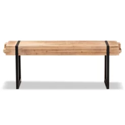 Henson Wood And Black Finished Metal Bench Brown - Baxton Studio