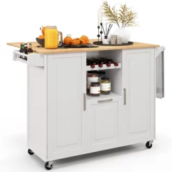 Costway Rolling Kitchen Island Utility Serving Cart With Drop Leaf Wine Rack Drawer -Home Style Deals Store GUEST e1cd5b7b 7a4e 4d48 a67d 1e03cdaef34d