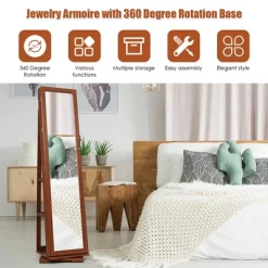 Costway 360degree Rotatable Jewelry Cabinet 2-in-1 Lockable Mirrored Organizer -Home Style Deals Store GUEST e31daade 0ef0 43f2 87ba 13b46742cf54