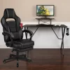Flash Furniture Gaming Desk With Cup Holder/Headphone Hook/Monitor Stand & Reclining Back/Arms Gaming Chair With Footrest