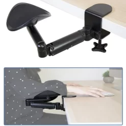 Mount-It! Height Adjustable Arm Rest For Desk | Ergonomic Computer Desk Arm | Full Motion Elbow Support W/ Clamp-On Base | Steel Construction | Black