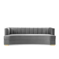 Encompass Channel Tufted Performance Velvet Curved Sofa Gray - Modway -Home Style Deals Store GUEST e46992f7 c455 40ae 8571 e45a2fe53252