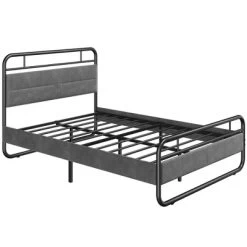 Yaheetech Metal Platform Bed Frame With Velvet Upholstered Headboard -Home Style Deals Store GUEST e4e7289b 2a89 4a4a a307 764990598c6b