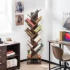 Costway 10-tier Tree Bookshelf With Drawer Free-standing Bookcase Storage Shelf WhiteBrown