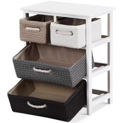 Costway Storage Drawer Unit 4 Woven Basket Cabinet Chest Bedside Table Nightstand 11 Costway Storage Drawer Unit 4 Woven Basket Cabinet Chest Bedside Table Nightstand -Home Style Deals Store GUEST e5ea00f5 96b6 4184 950d 55bd64148229
