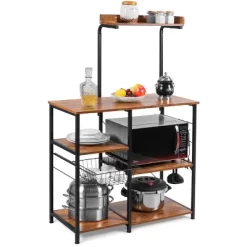 Costway 4-Tier Vintage Kitchen Baker's Rack Utility Microwave Stand W/ Basket & 5 Hooks -Home Style Deals Store GUEST e610a51d 9e16 45f6 8ba8 fa48df814627