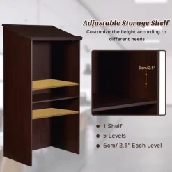 Costway Wooden Floor Standing Podium Speaking Lectern W/ Adjustable Shelf & Pen Tray -Home Style Deals Store GUEST e7624cc5 10da 4c35 8115 ac6478ec611d