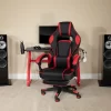 Flash Furniture Gaming Desk With Cup Holder/Headphone Hook & Reclining Back/Arms Gaming Chair With Footrest