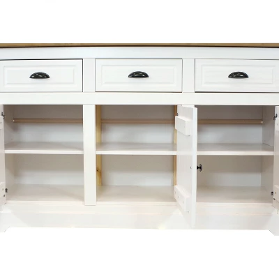 Sunnydaze Decor Sunnydaze Sideboard With 3 Drawers And 3 Doors - Solid Pine Construction - White - 32" 7 Sunnydaze Decor Sunnydaze Sideboard With 3 Drawers And 3 Doors - Solid Pine Construction - White - 32" - Image 7