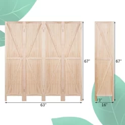 Costway 4Panels Folding Wooden Divider W/ V-shaped Design 5.6Ft Tall -Home Style Deals Store GUEST e836b926 6b68 4f90 a218 5554a05125b2
