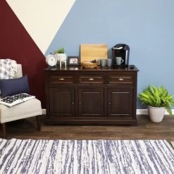 Sunnydaze Decor Sunnydaze Sideboard With 3 Drawers And 3 Doors - Solid Pine Construction - Dark Brown- 32" -Home Style Deals Store GUEST e857eae8 20ed 4c49 a4fb 561aad4fb9e1