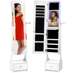 Best Choice Products Full Length LED Mirrored Jewelry Storage Organizer Cabinet W/ Interior & Exterior Lights -Home Style Deals Store GUEST e8e713bd ee90 4f03 b55b 83b1a17510af