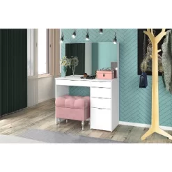 Linden Vanity With Mirror White - Polifurniture -Home Style Deals Store GUEST e9c1fc02 08dc 4970 a977 69615b3ce81a