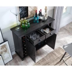 Home Source Bar Cabinet Bookshelf With Glass Doors In Chocolate Finish -Home Style Deals Store GUEST ea3740d8 48dc 4fae a9b3 1b9233bc91a6