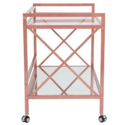 Merrick Lane Rolling Bar Cart Contemporary Kitchen Serving Cart With Mirrored Bottom Shelf And Crisscross Rose Gold Metal Frame 6 Merrick Lane Rolling Bar Cart Contemporary Kitchen Serving Cart With Mirrored Bottom Shelf And Crisscross Rose Gold Metal Frame -Home Style Deals Store GUEST ea7a8c5a 7114 44ec b458 0e158b8af36f