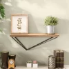 Wall Mount Floating Shelf With Diamond Shaped Iron Bracket Brown - Danya B.