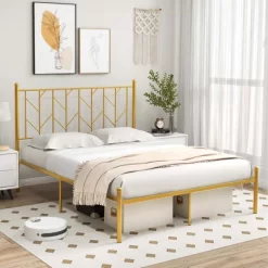 Costway Full/Queen/Twin Size Metal Platform Bed Frame Vintage Headboard Mattress Foundation Gold 17 Costway Full/Queen/Twin Size Metal Platform Bed Frame Vintage Headboard Mattress Foundation Gold -Home Style Deals Store GUEST ebd27955 0bd9 4df6 9947 2417333328f0
