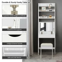 Costway Vanity Set Makeup Dressing Table W/Flip Top Mirror Hooks Shelves -Home Style Deals Store GUEST ecb95da1 d3e9 4a20 8bcc 13b7a65a339e