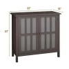 Costway Storage Buffet Cabinet Glass Door Sideboard Console Table Server Display Brown