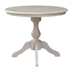 36"x36" Solid Wood Round Pedestal Dining Table Washed Gray Taupe - International Concepts