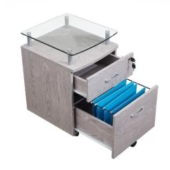 Rolling File Cabinet With Glass Top Gray - Techni Mobili -Home Style Deals Store GUEST ee6d8ba5 ca2b 4857 87b5 27231987fdec