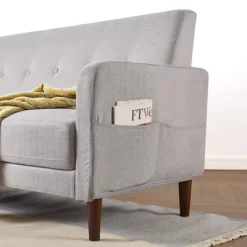 Adair Mid Century Modern Loveseat With Armrest Pockets Tufted Linen Fabric Light Gray - Mellow 9 Adair Mid Century Modern Loveseat With Armrest Pockets Tufted Linen Fabric Light Gray - Mellow -Home Style Deals Store GUEST ee885a55 1280 44d7 8304 3e7daaf4a863