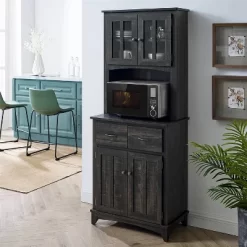 Microwave Storage Stand With Double Door Charcoal - Home Source