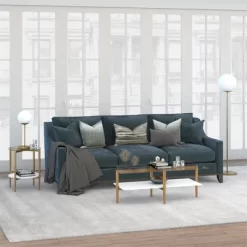 Mid-Century Brass Metal Round Side Table With White Lacquer Shelf - Henn&Hart -Home Style Deals Store GUEST f1470ea4 acb2 4f3b 80d0 666764582e39