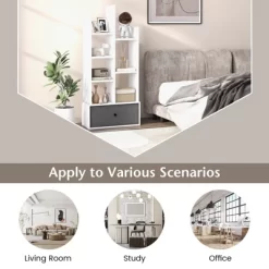 Tangkula Tree Shaped Bookcase With Drawer Free Standing Bookshelf With 7 Open Storage Shelves Tall Display Rack With Bookshelves White -Home Style Deals Store GUEST f1498a23 a05d 4aa7 ac27 918066d3158f