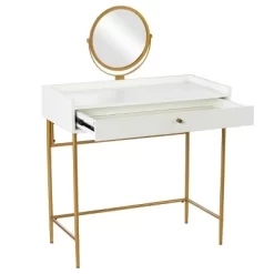 Randburg Vanity Table With Mirror White/Gold - Aiden Lane -Home Style Deals Store GUEST f1cb6bf6 341e 4971 a9cb 515066f33427