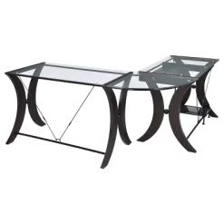 Monterey Glass Top L-Shape Computer Desk Cappuccino - Coaster -Home Style Deals Store GUEST f211cba2 7181 4470 803b c966e020015c