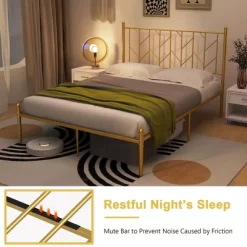 Costway Full/Queen/Twin Size Metal Platform Bed Frame Vintage Headboard Mattress Foundation Gold 11 Costway Full/Queen/Twin Size Metal Platform Bed Frame Vintage Headboard Mattress Foundation Gold -Home Style Deals Store GUEST f2f298b5 59c7 4276 b177 bbe46bca791e