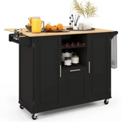 Costway Rolling Kitchen Island Utility Serving Cart With Drop Leaf Wine Rack Drawer -Home Style Deals Store GUEST f334269f dcb9 4d7f b7f3 60a73464fc3b